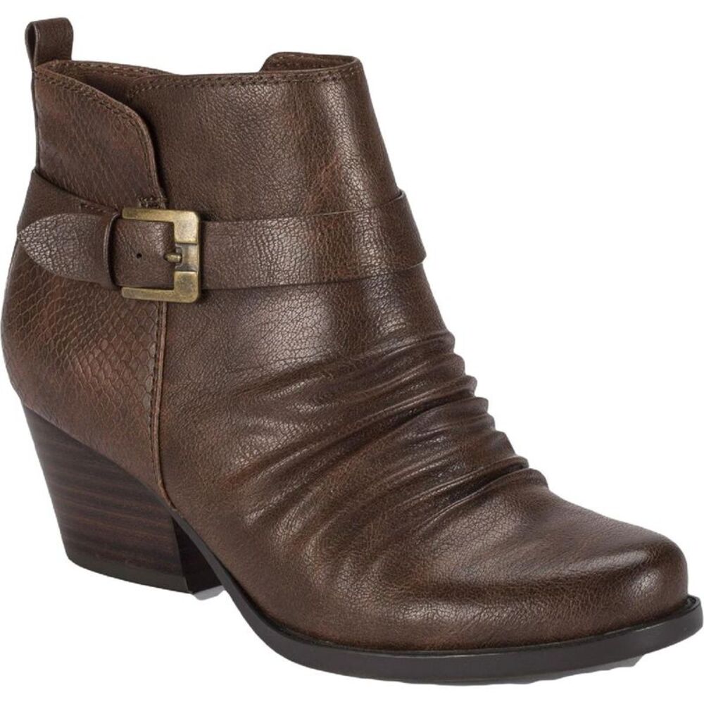Baretraps Womens Rebel Brown Faux Leather Block Heel Shooties Shoes New